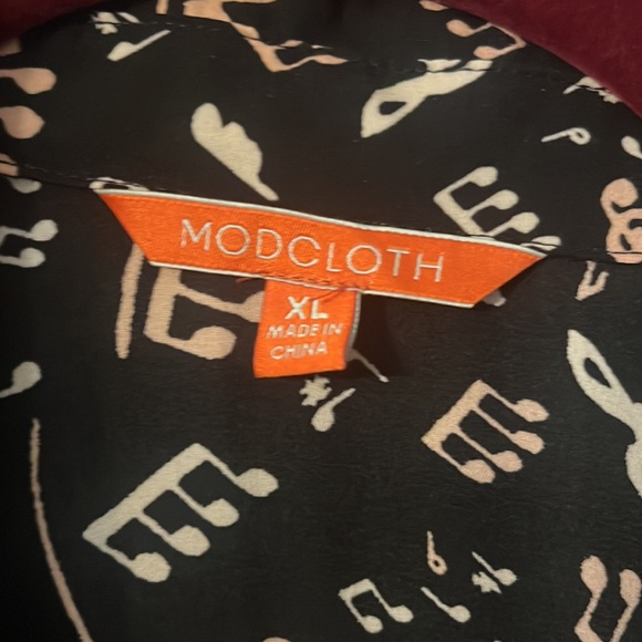ModCloth Music Note Print Blouse with Removable Neck Tie NWOT XL - Picture 4 of 7
